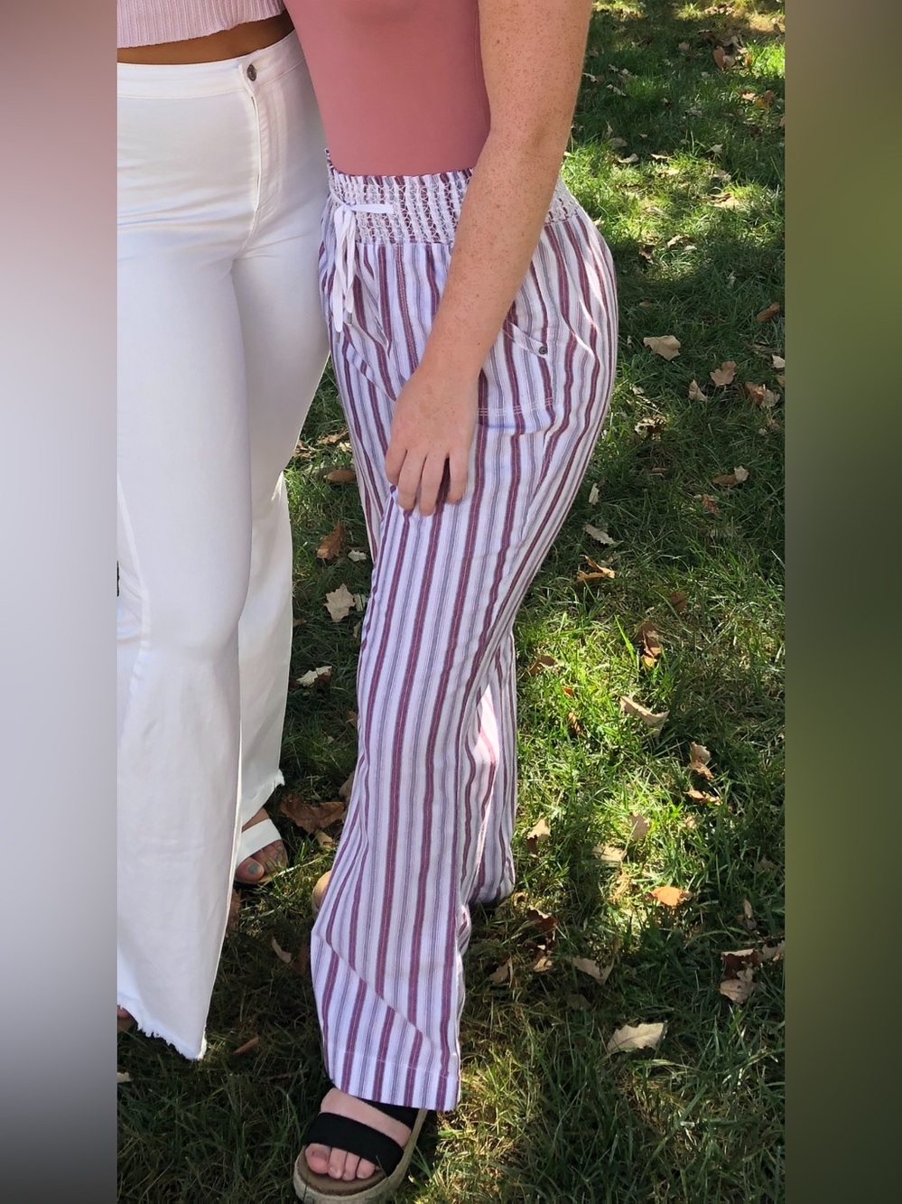 Pink and White Striped pants